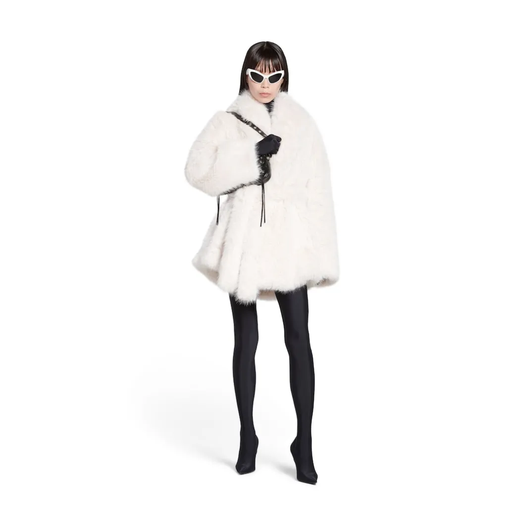 Cappotto Cocoon Wrap da Donna in Beige Chiaro
