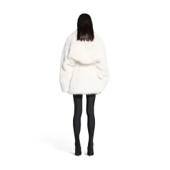 Cappotto Cocoon Wrap da Donna in Beige Chiaro
