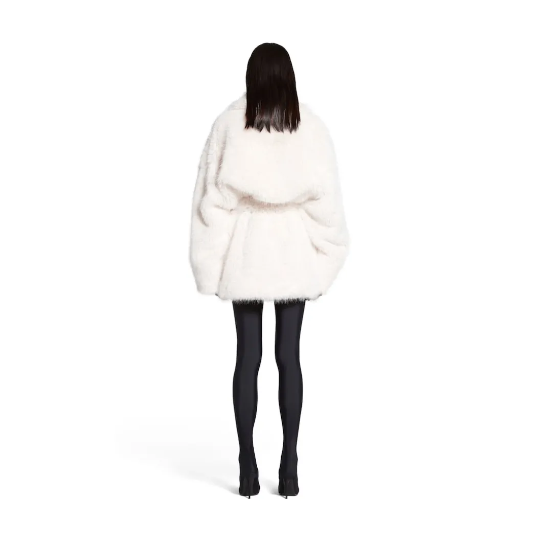 Cappotto Cocoon Wrap da Donna in Beige Chiaro