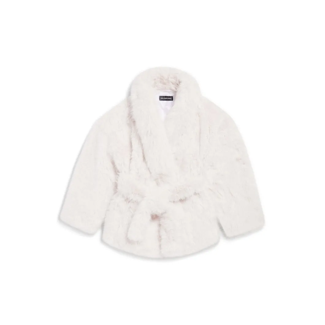Cappotto Cocoon Wrap da Donna in Beige Chiaro