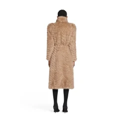 Cappotto Round Shoulder Aderente in Beige