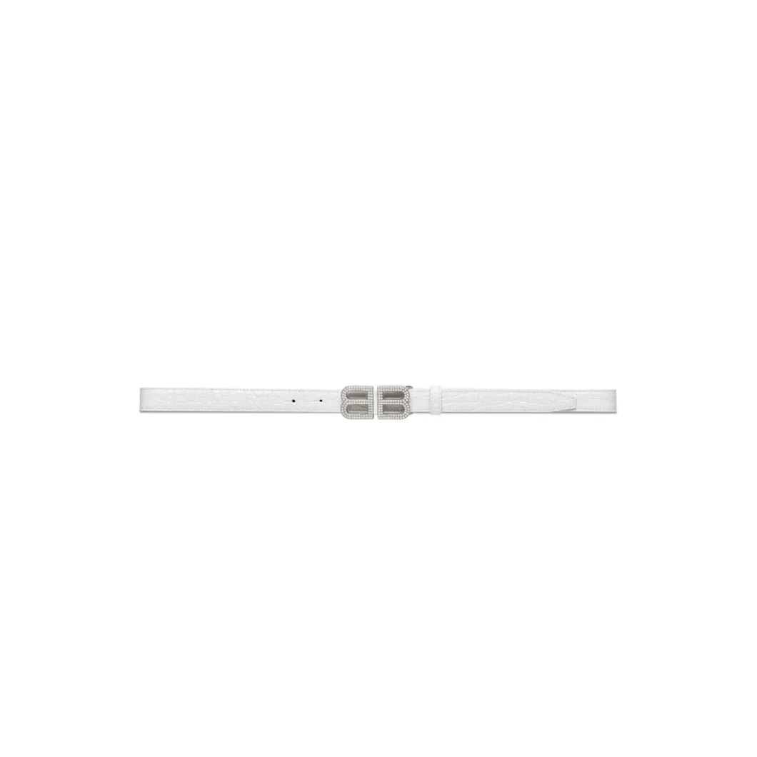 Cintura Bassa Bb Hourglass Con Lavorazione Coccodrillo E Strass da Donna in Bianco Ottico