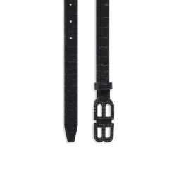 Cintura Bassa Bb Hourglass Con Lavorazione Coccodrillo E Strass da Donna in Nero