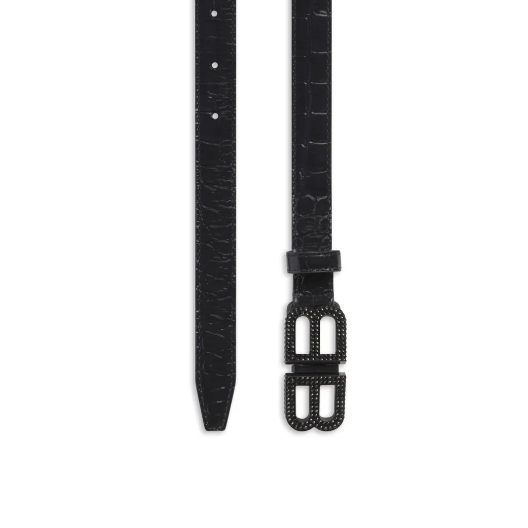 Cintura Bassa Bb Hourglass Con Lavorazione Coccodrillo E Strass da Donna in Nero