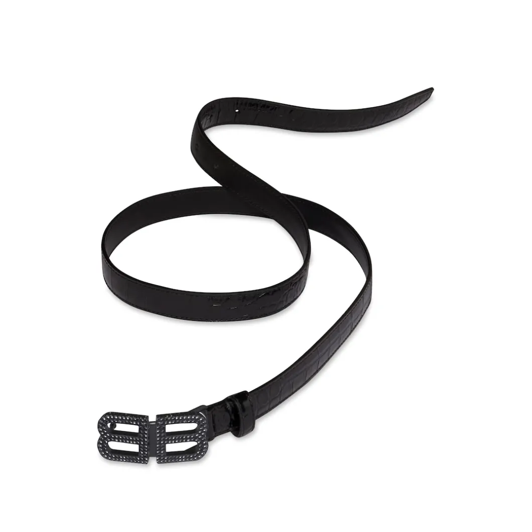 Cintura Bassa Bb Hourglass Con Lavorazione Coccodrillo E Strass da Donna in Nero