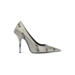 Décolleté Square Knife 110 Mm Con Allover Logo Di Strass da Donna in Argento