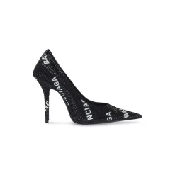 Décolleté Square Knife 110 Mm Con Allover Logo Di Strass da Donna in Nero