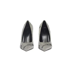Décolleté Square Knife 110 Mm Con Allover Logo Di Strass da Donna in Argento
