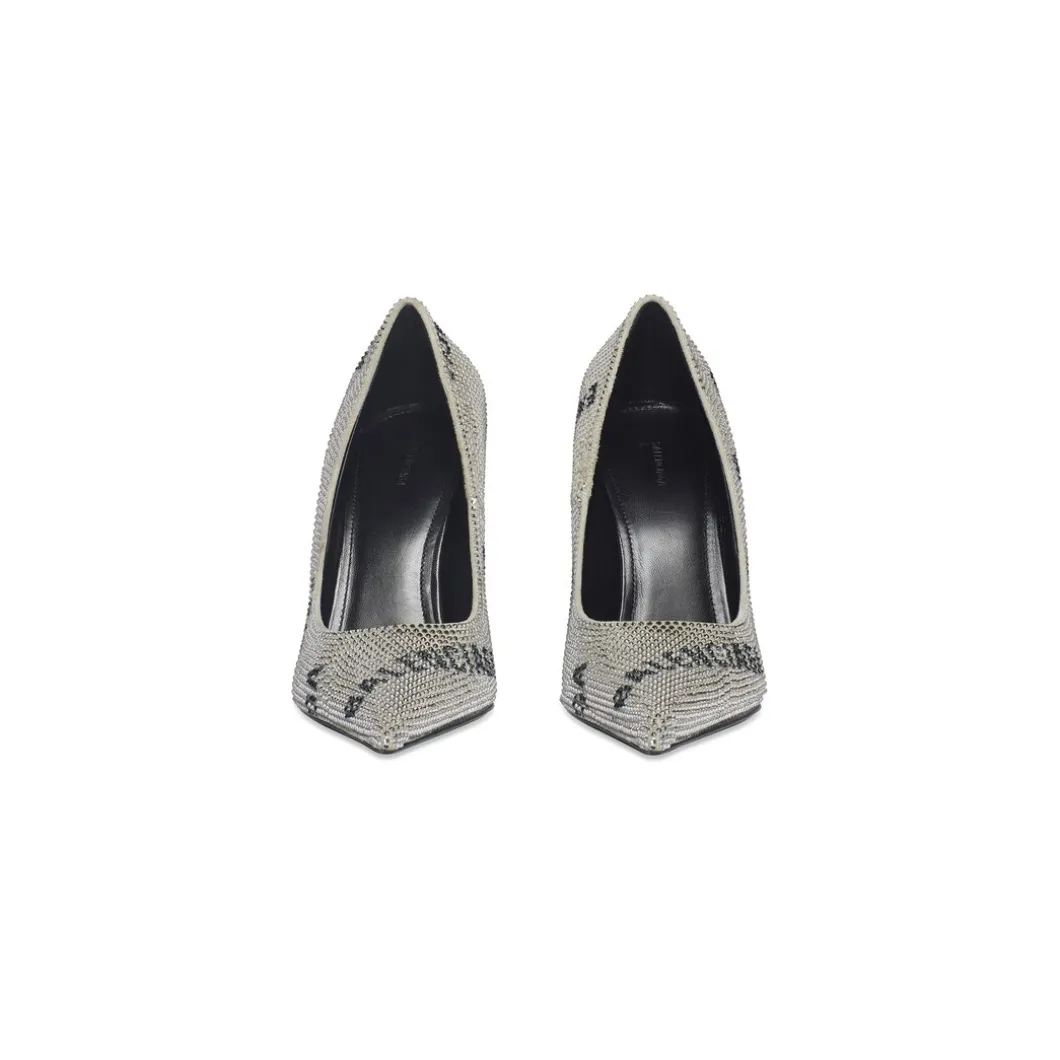 Décolleté Square Knife 110 Mm Con Allover Logo Di Strass da Donna in Argento