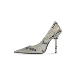 Décolleté Square Knife 110 Mm Con Allover Logo Di Strass da Donna in Argento