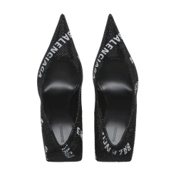 Décolleté Square Knife 110 Mm Con Allover Logo Di Strass da Donna in Nero