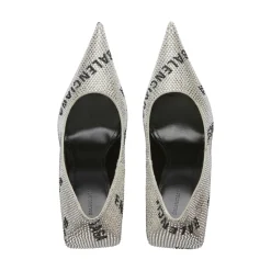 Décolleté Square Knife 110 Mm Con Allover Logo Di Strass da Donna in Argento