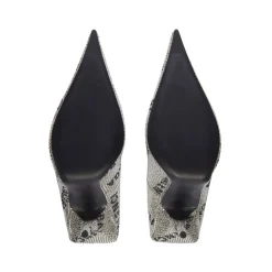 Décolleté Square Knife 110 Mm Con Allover Logo Di Strass da Donna in Argento