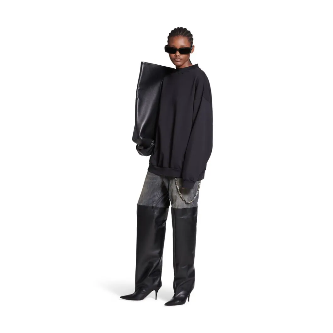 Felpa Balenciaga Oversize in Nero Délavé