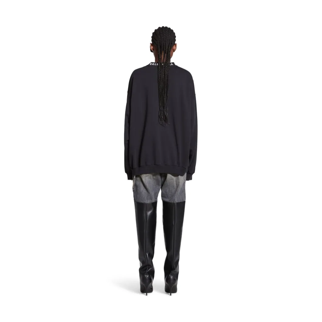 Felpa Balenciaga Oversize in Nero Délavé