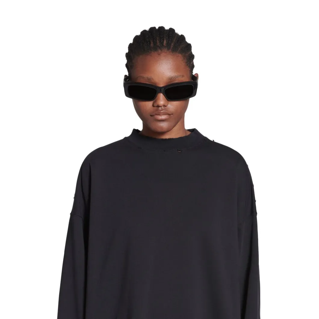 Felpa Balenciaga Oversize in Nero Délavé