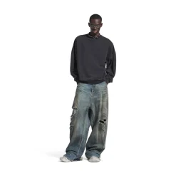 Felpa Pierced Round Oversize in Nero D&eacute;lav&eacute;