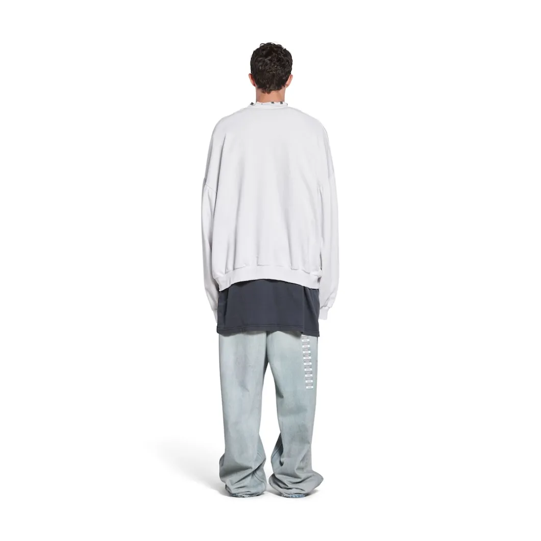 Felpa Pierced Round Oversize in Bianco
