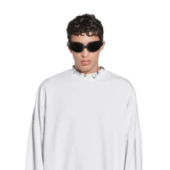 Felpa Pierced Round Oversize in Bianco