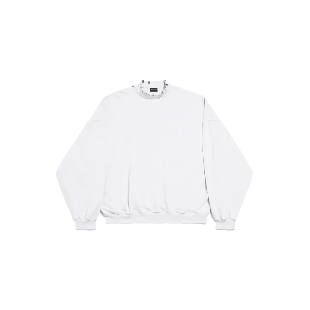 Felpa Pierced Round Oversize in Bianco