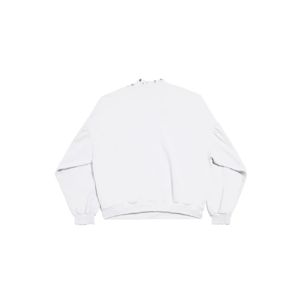 Felpa Pierced Round Oversize in Bianco
