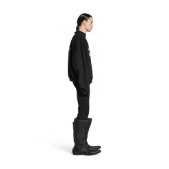 Felpa Round Layered Sports Oversize in Nero/bianco