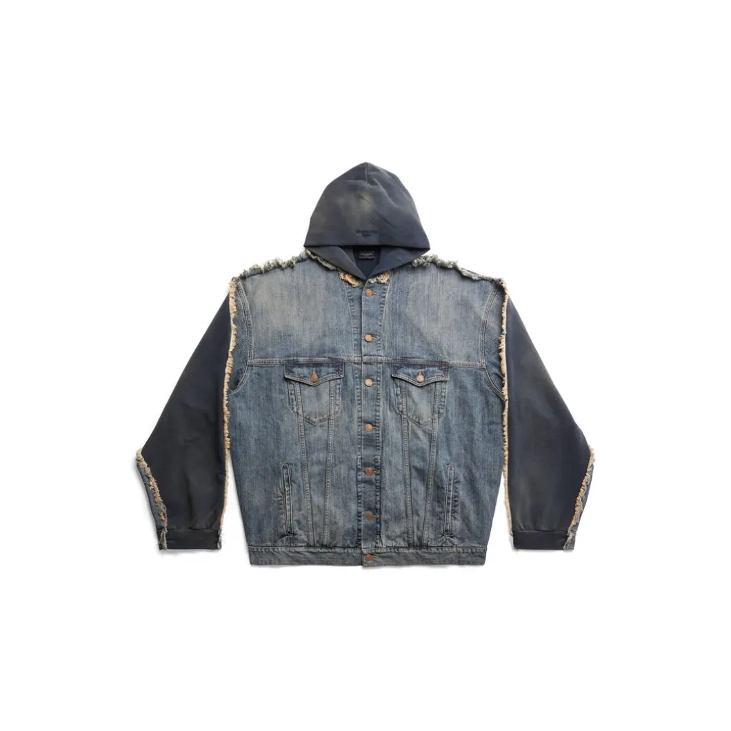 Giacca Con Cappuccio Hybrid Balenciaga Paris in Blu