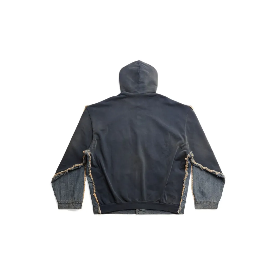 Giacca Con Cappuccio Hybrid Balenciaga Paris in Blu