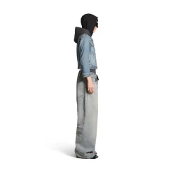 Giacca Denim Patched da Donna in Blu/grigio