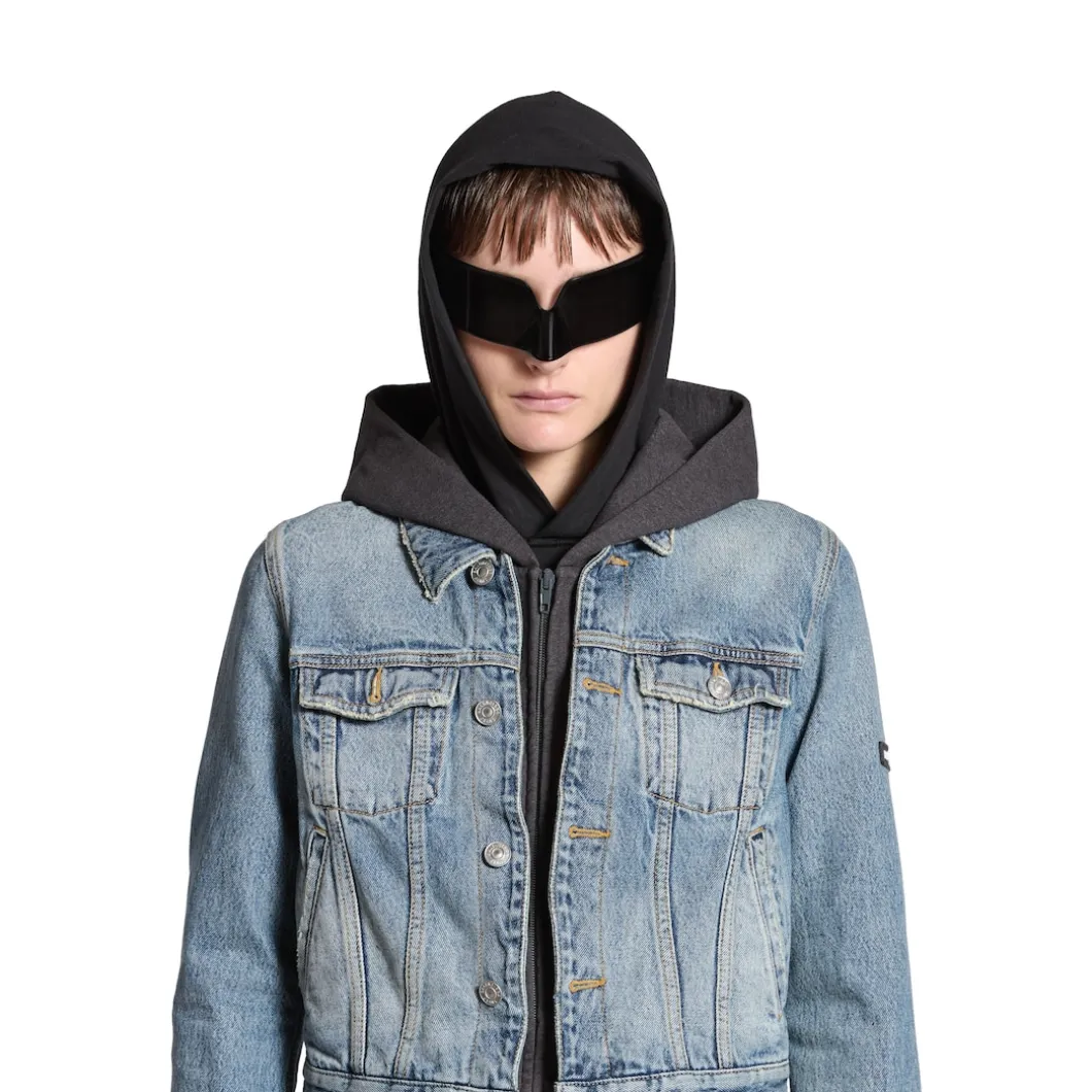 Giacca Denim Patched da Donna in Blu/grigio