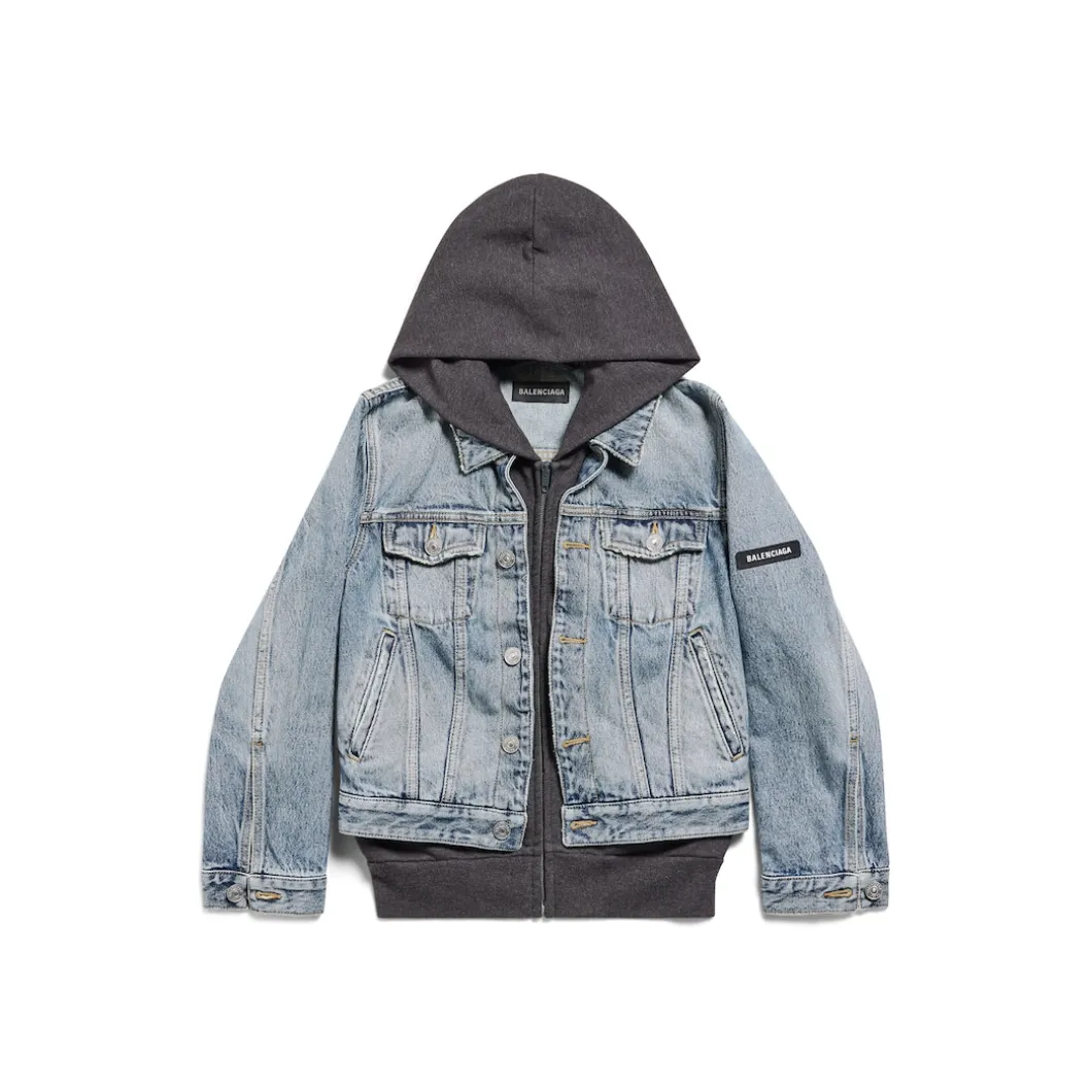Giacca Denim Patched da Donna in Blu/grigio