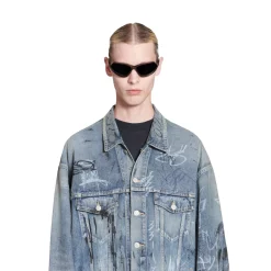Giacca Graffiti Oversize in Azzurro