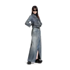 Giacca In Denim Shrunk da Donna in Azzurro