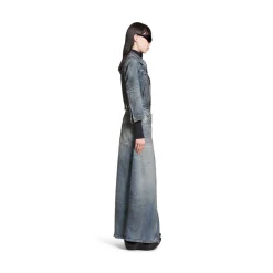 Giacca In Denim Shrunk da Donna in Azzurro