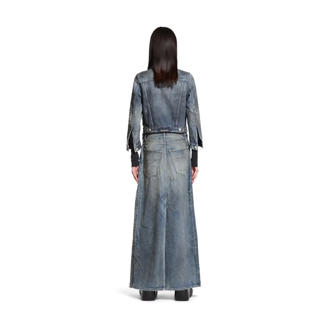 Giacca In Denim Shrunk da Donna in Azzurro