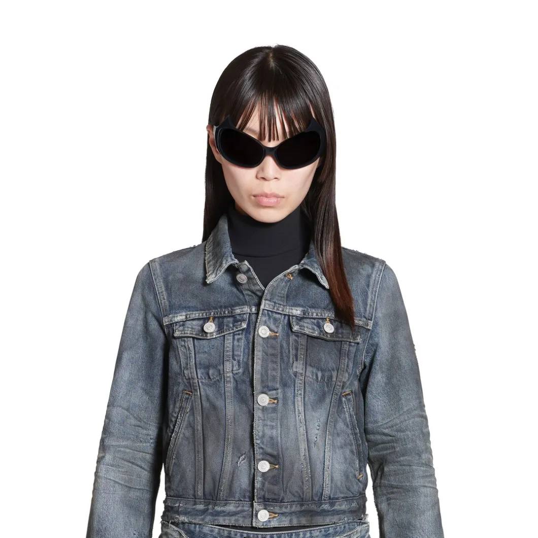 Giacca In Denim Shrunk da Donna in Azzurro