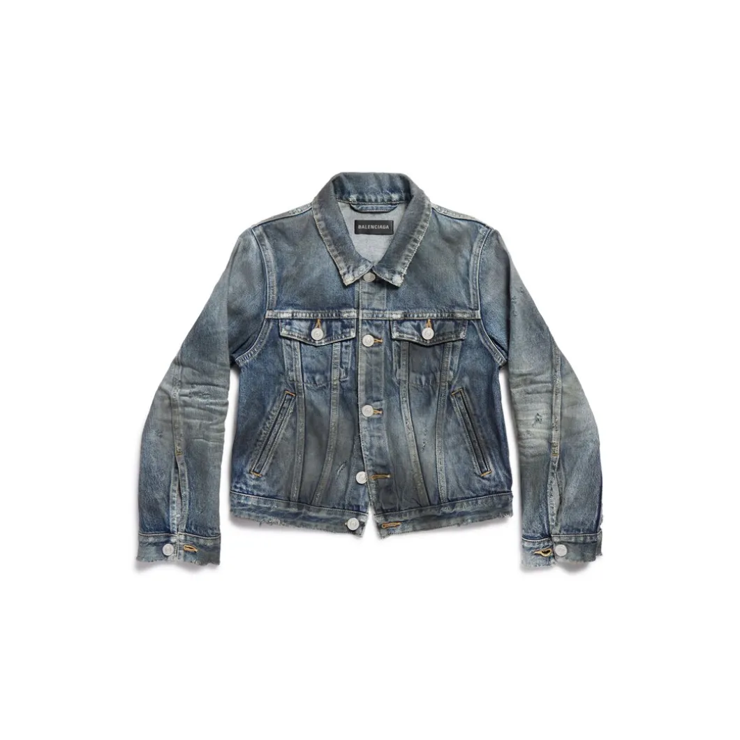 Giacca In Denim Shrunk da Donna in Azzurro
