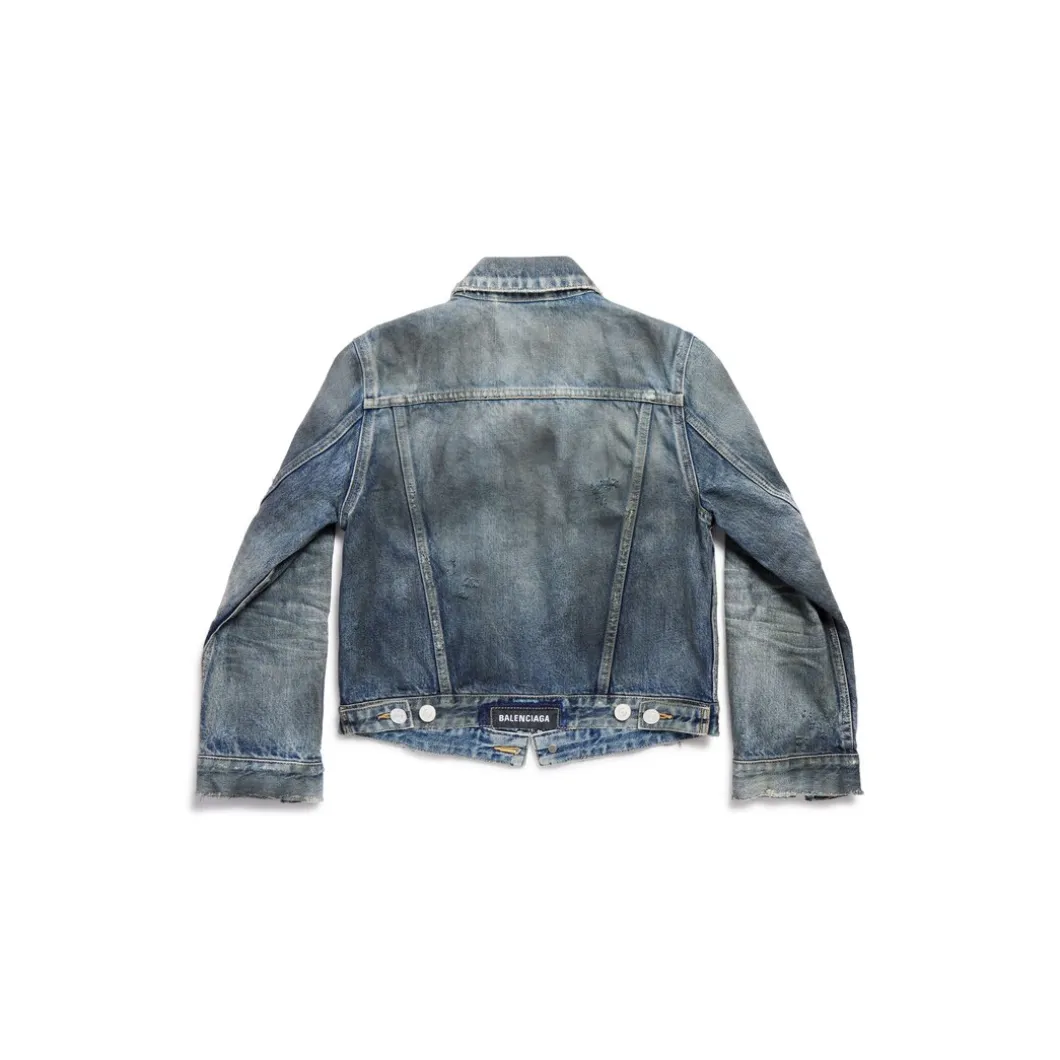 Giacca In Denim Shrunk da Donna in Azzurro