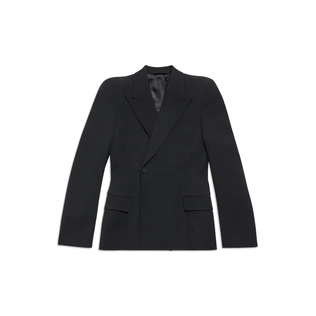 Giacca Round Shoulder Sciancrata da Donna in Nero