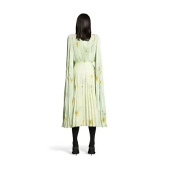 Gonna A Pieghe Con Stampa Lilies da Donna in Verde