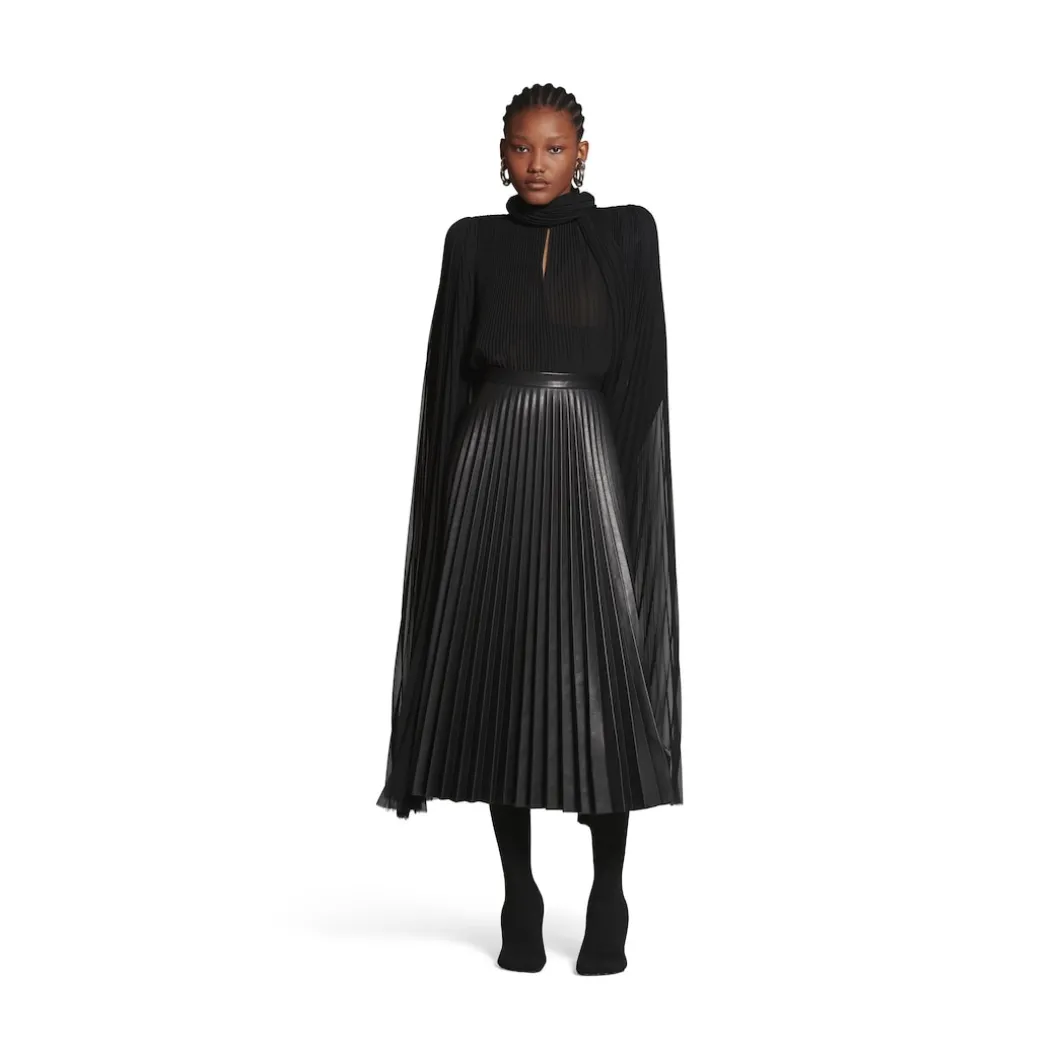 Gonna A Pieghe da Donna in Nero
