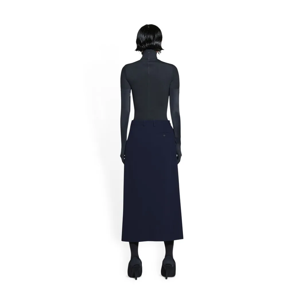 Gonna Tailored Con Spacco in Blu Navy