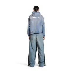 Hoodie Balenciaga Back Medium Fit in Blu