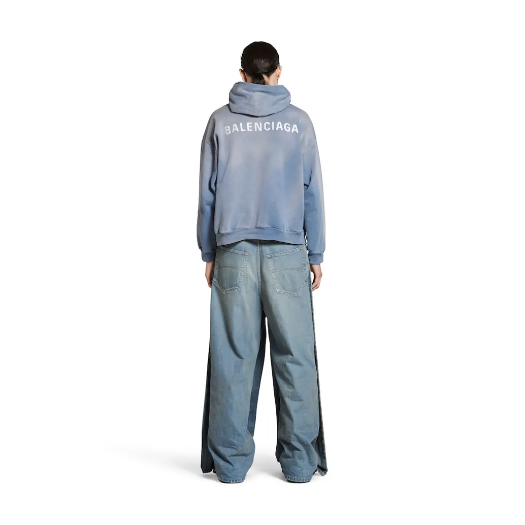 Hoodie Balenciaga Back Medium Fit in Blu