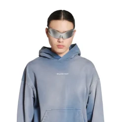 Hoodie Balenciaga Back Medium Fit in Blu