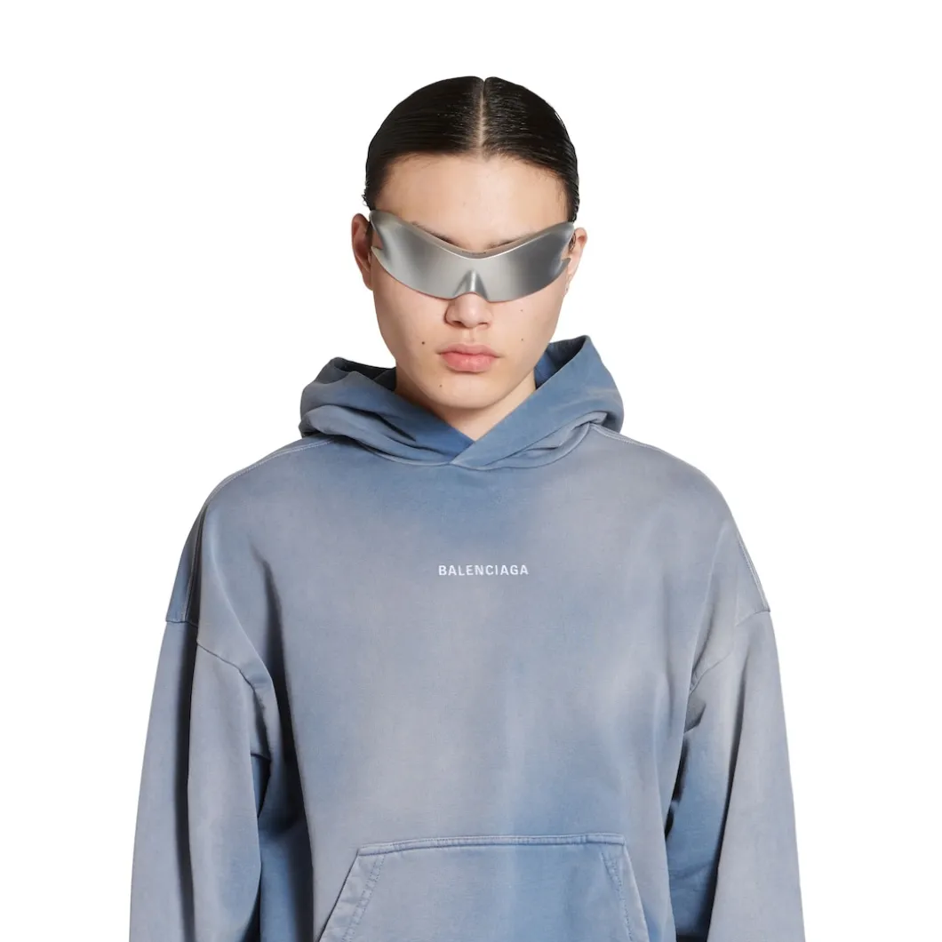 Hoodie Balenciaga Back Medium Fit in Blu