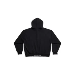 Hoodie Balenciaga Medium Fit in Nero D&eacute;lav&eacute;