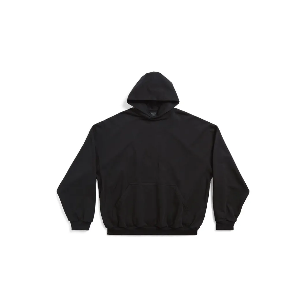 Hoodie Bb Paris Strass Large Fit in Nero Délavé