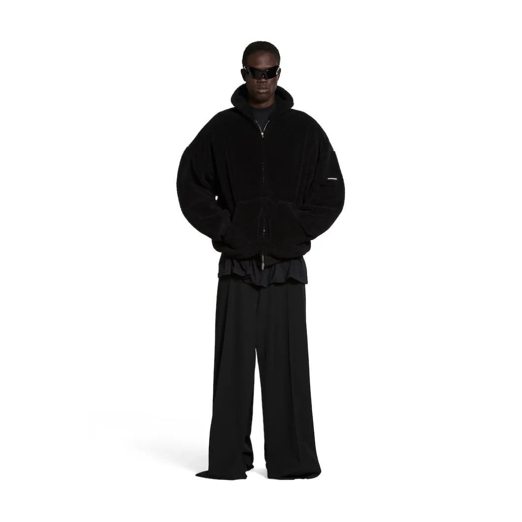 Hoodie Capospalla Oversize Con Zip in Nero