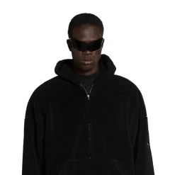 Hoodie Capospalla Oversize Con Zip in Nero
